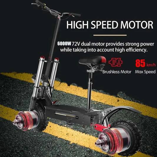 55-85KM/H Speed Electric Scooter 1200W-6000W Powerful Dual Motor E Scooter 100KM Long Range Scooter Electric for Adults