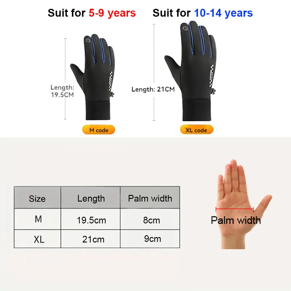 GTUBIKE Kids Winter Gloves,Touchscreen Anti-Slip Kids Cycling Gloves,Warm Windproof Kids Gloves,Sports Gloves Boys Girls