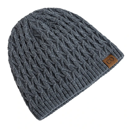 New Style Unisex Winter Hats Plush Fur Lined Men Women Warm Beanie Cap Casual CO Label Winter Ski Knitted Hats