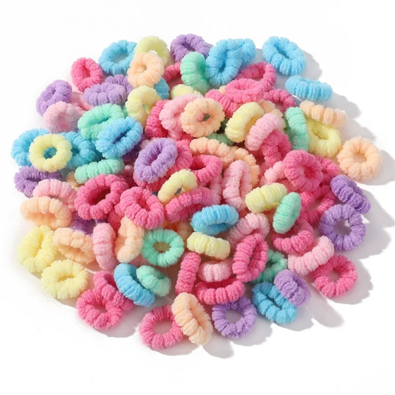 100Pcs Children Elastic Hair Bands Girls Colorful Hair Ties Ponytail Holder Rubber Bands Small Scrunchie Kids Hair Accessories