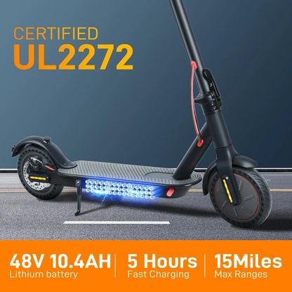 Electric Scooter Foldable | Disc Brakes 350W Motor, 25km/h Speed, 30KM Max Range, 36V 10.4Ah Battery, APP Control, Solid Tires