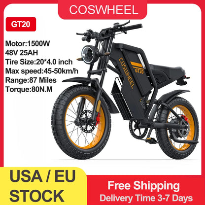 Coswheel Electric bike 2000W GT20 MAX Motorcycle 60V 40AH Samsung Dual Battery Mountain bikes Electric Dirt Bike Fat Tires Ebike