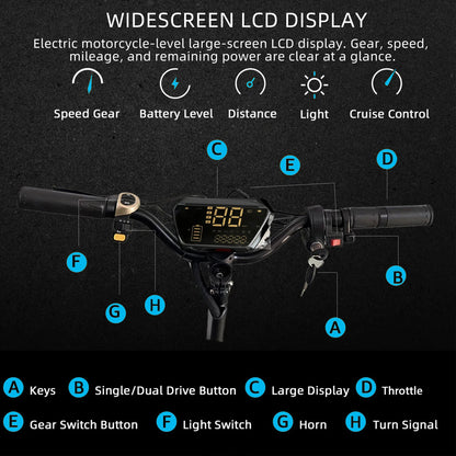 6000W Electric Scooter for Adults 85KM/H Max Speed Dual Motor 11" Off Road Tire E Scooter 30AH Lithium Battery Shock Absorption