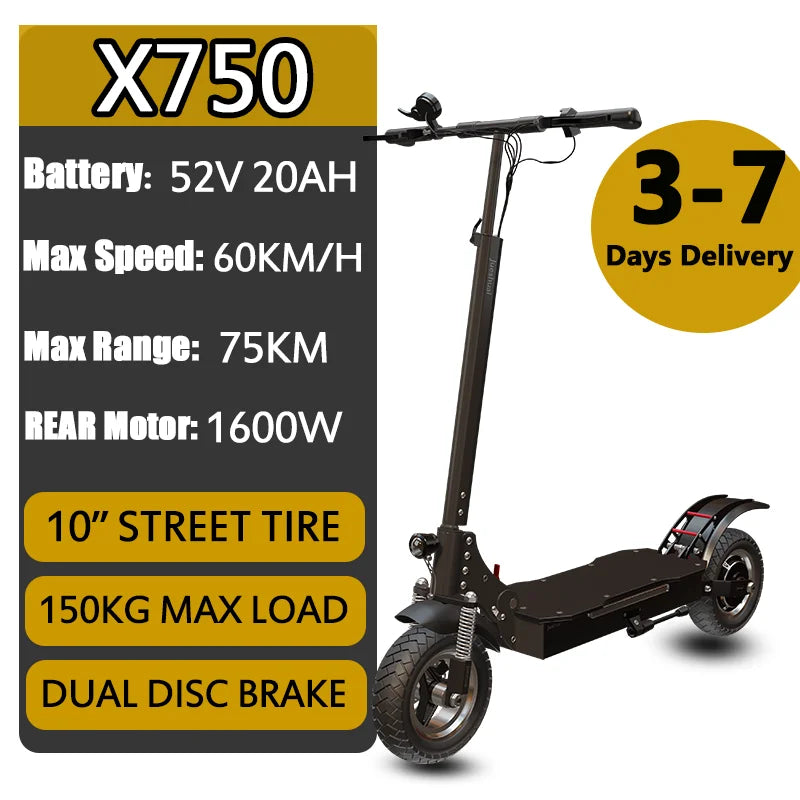 55-85KM/H Speed Electric Scooter 1200W-6000W Powerful Dual Motor E Scooter 100KM Long Range Scooter Electric for Adults