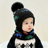 2pcs Kids' Winter Hat & Scarf Set - Soft Warm Knit Beanie with Ear Flaps Lightweight Warmth for Boys & Girls