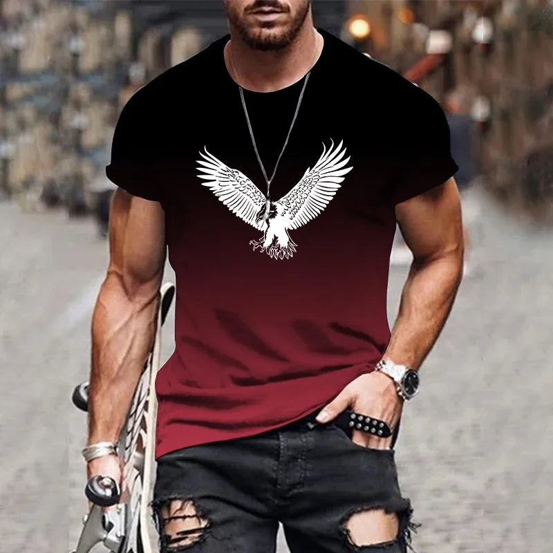 Trendy and fashionable 3D printed men's T-shirt summer O-neck breathable short-sleeved loose top oversized men's clothing