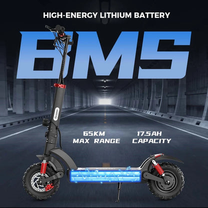 iScooter Electric Scooter 11inch Off-Road 48V17.5Ah 1000W Rear-Wheel Drive Scooter Max Speed 45km/h Range 65km Foldable eScooter