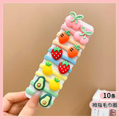 10pcs/Set Rubber Band for Children Cartoon Hair Band New High Elasticity Sweet Cute Baby Hair Rope Girls Hair Accessories