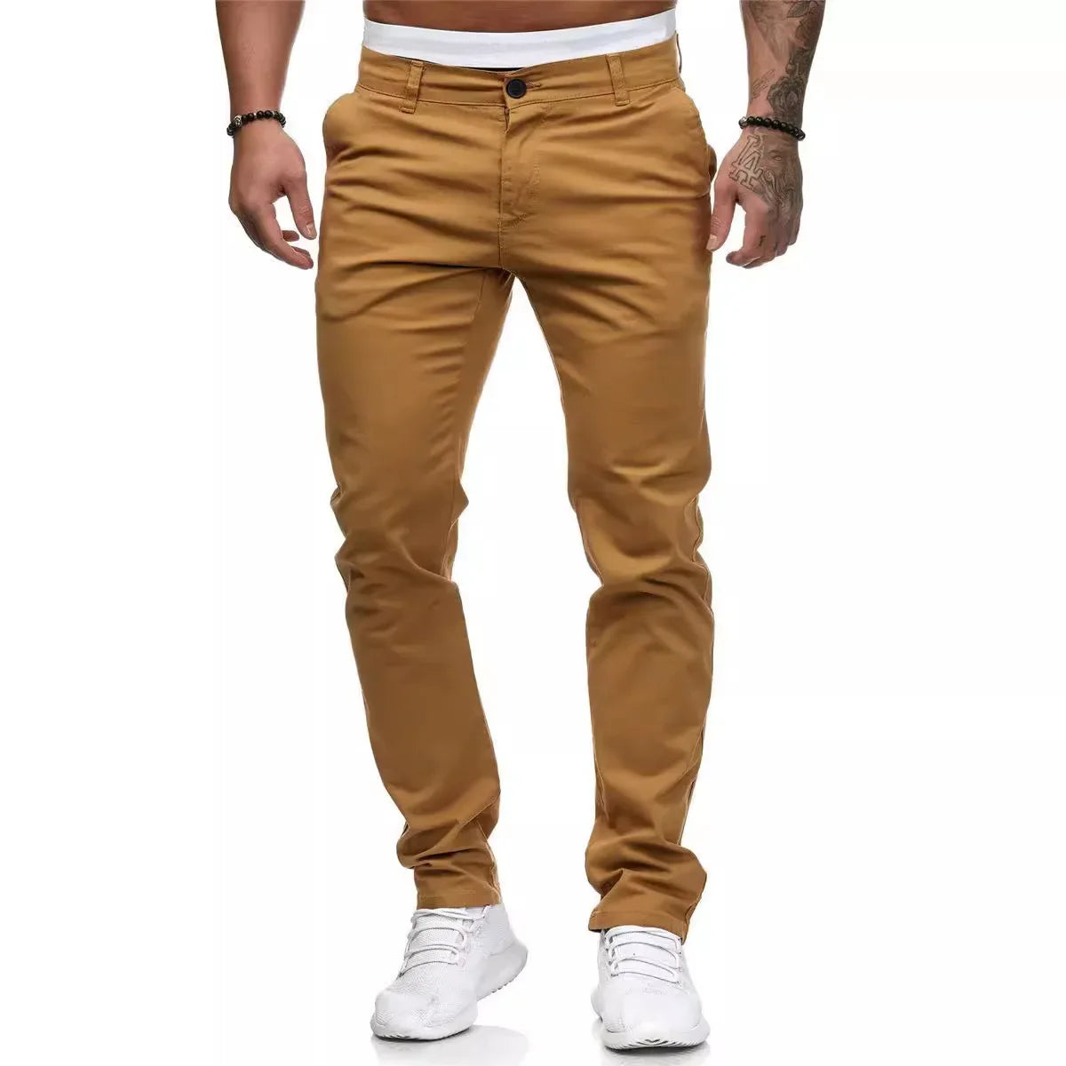Men's Casual Trousers European Style Slim Fit Smooths Your Silhouette Solid Color Trousers Comfortable Narrow Fit For All Season