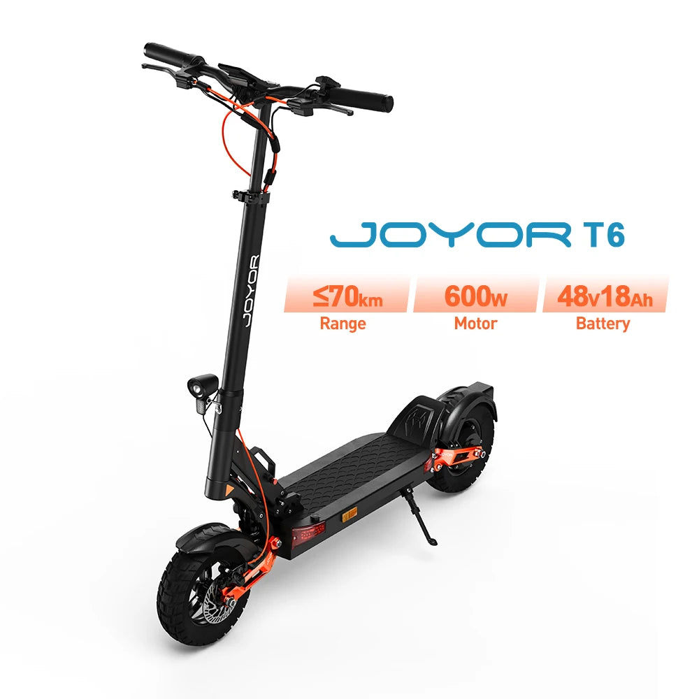 JOYOR T6 Adult Electric Scooter 600W Motor 48V18AH Battery E-Mountain Escooter 10" Off-Road Tire Foldable E-Scooter