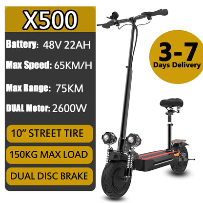 55-85KM/H Speed Electric Scooter 1200W-6000W Powerful Dual Motor E Scooter 100KM Long Range Scooter Electric for Adults