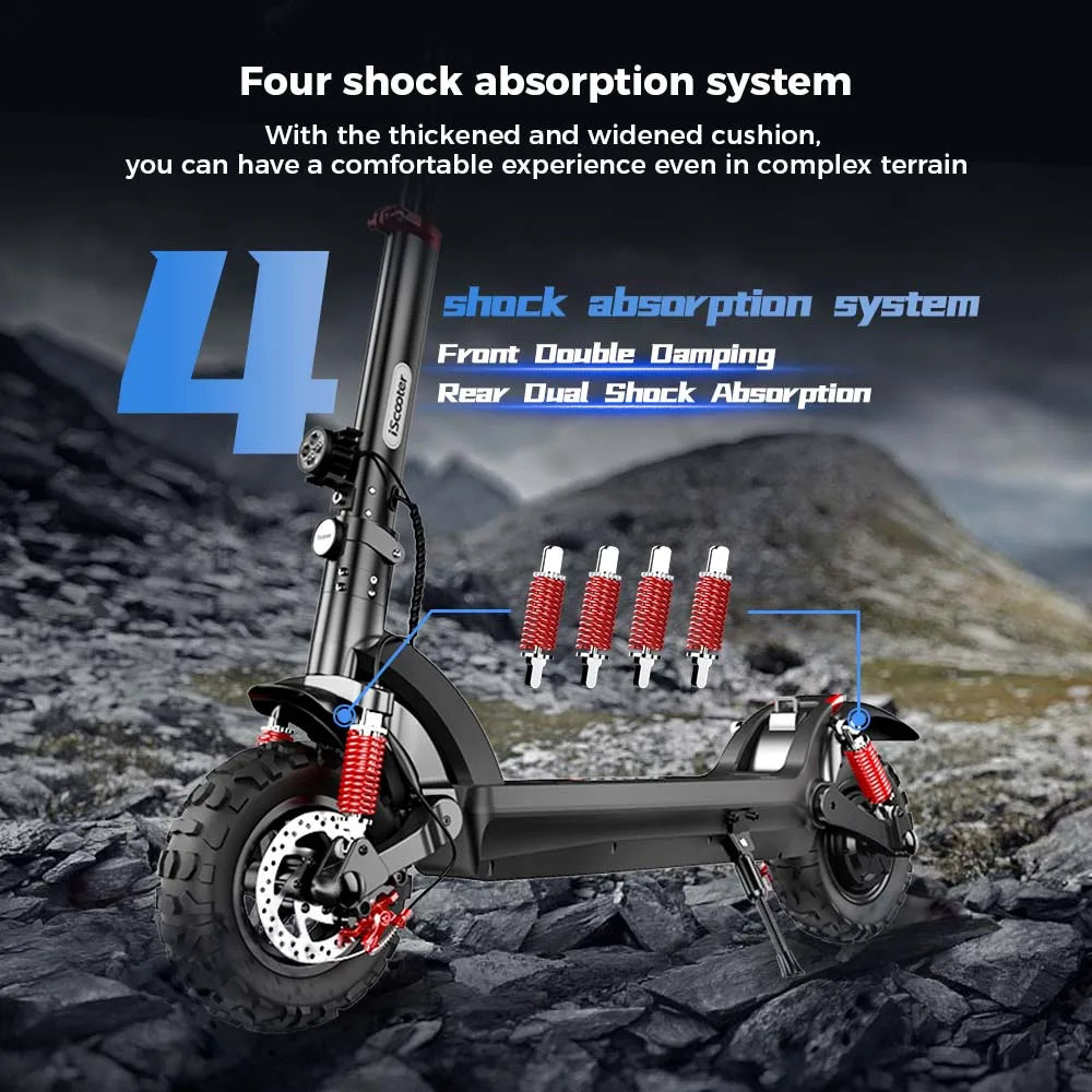 iScooter Electric Scooter 11inch Off-Road 48V17.5Ah 1000W Rear-Wheel Drive Scooter Max Speed 45km/h Range 65km Foldable eScooter