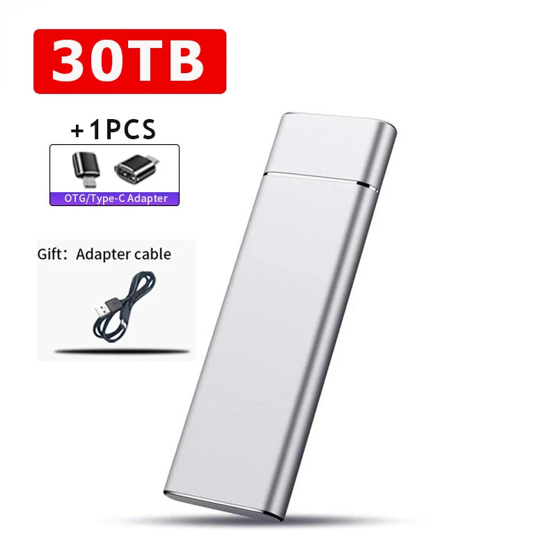 External 2TB/20TB/30TB Ssd High-Speed Solid State Drive Type-C/USB 3.1 Interface Portable Hard Disk for PC Laptop MAC