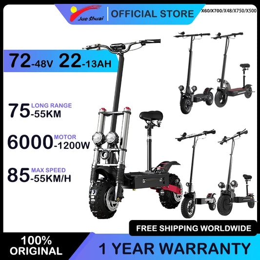 55-85KM/H Speed Electric Scooter 1200W-6000W Powerful Dual Motor E Scooter 100KM Long Range Scooter Electric for Adults