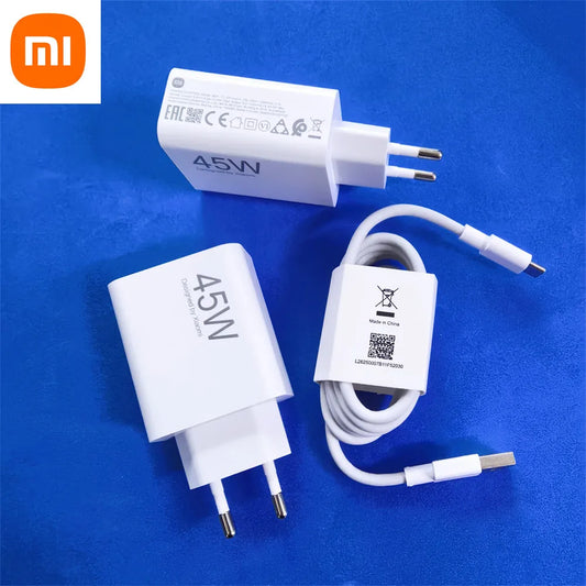 Original Xiaomi Redmi Note 14 Pro 45W Turbo Charger Fast Charge EU Adapter Type C Cable For Mi 11T 10T POCO X3 NFC X4 GT M5S M6