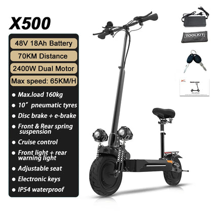 6000W Electric Scooter for Adults 85KM/H Max Speed Dual Motor 11" Off Road Tire E Scooter 30AH Lithium Battery Shock Absorption