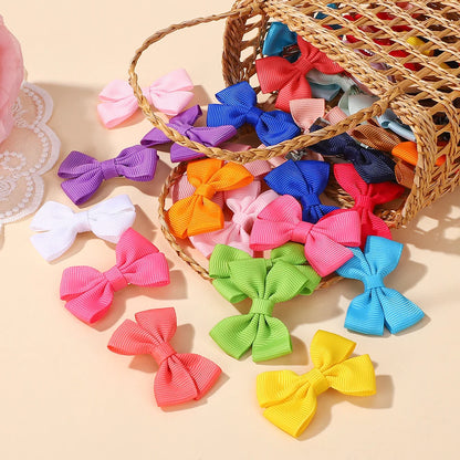 10/20/30Pcs Random solid color send hair gripes for kids girls lovely hair bangs ribbon alloy hairclip children hair accessories
