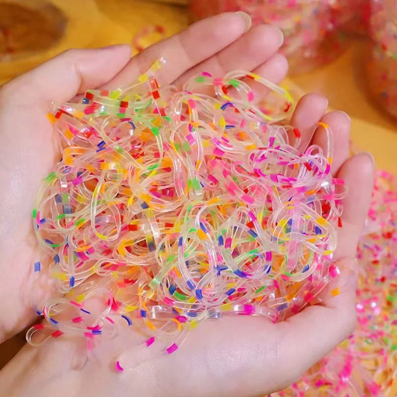 1000Pcs/set Fashion Colorful Rubber Elastic Hair Band Scrunchies For Kids Girls Party Ponytail Hair Accessories