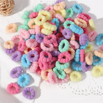 100Pcs Children Elastic Hair Bands Girls Colorful Hair Ties Ponytail Holder Rubber Bands Small Scrunchie Kids Hair Accessories