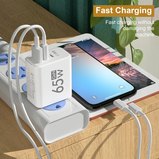 GaN Type C PD Charger 3 Ports USB Fast Charging Cellphone Adapter Quick Charger 3.0 For iPhone 15 14 Xiaomi Samsung Huawei