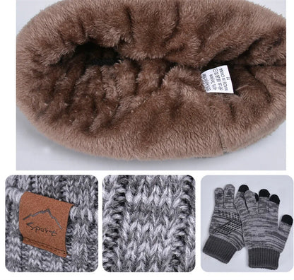 1 Set 4-10Y Children Baby Boy Winter Knit Gloves Hat Scarf 3pcs Suit Outdoor Windproof Fleece Warm Kids Ring Beanie Hat for Boys