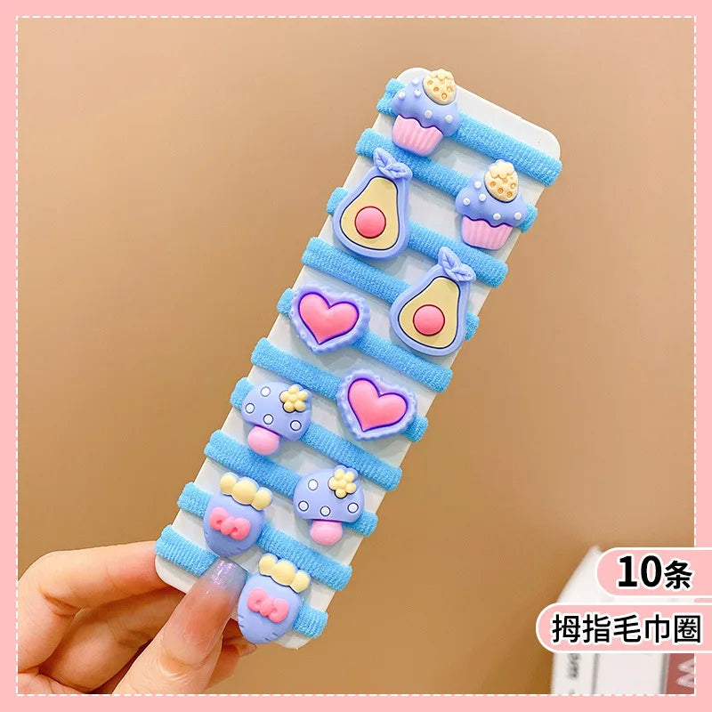 10pcs/Set Rubber Band for Children Cartoon Hair Band New High Elasticity Sweet Cute Baby Hair Rope Girls Hair Accessories