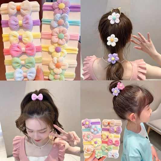 12PCS New Cut Hair Ties Princess Sweet Flower Bow Girls Women Elastic Hair Bands Hair Accessories Headwear Scrunchies