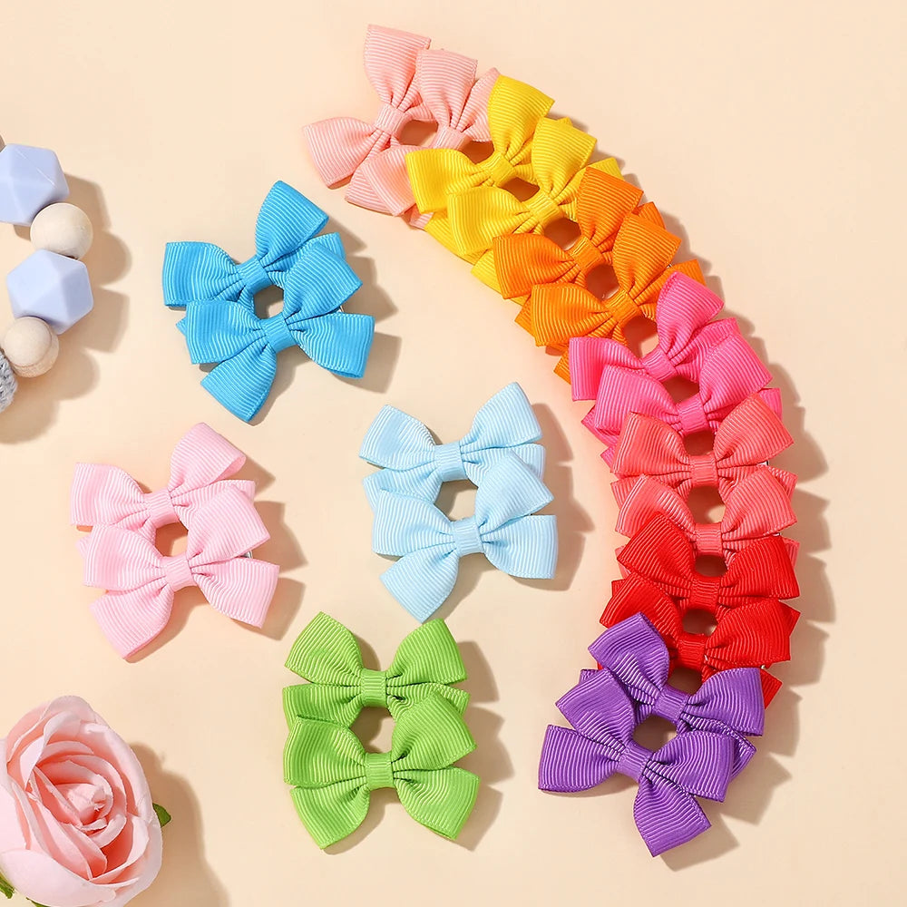 10/20/30Pcs Random solid color send hair gripes for kids girls lovely hair bangs ribbon alloy hairclip children hair accessories