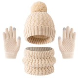 3pc3-12Y solid color, fleece and thickened children's, boys' and girls' hats, scarves and gloves set