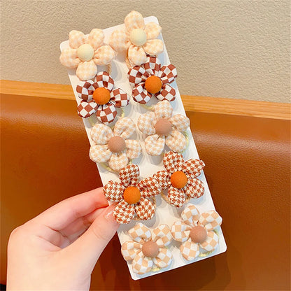 10pcs Mini Flower Shaped Hair Ties Rope Set Baby Girls Colorful Elastic Ponytail Holders Rubber Band Children Sweet Headwear