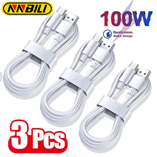 NNBILI 1-3PCS 10A 100W Type C Super Fast Charging Cable Data Cord For  Huawei OPPO vivo Quick Charing,not iPhone、xiaomi、samsung