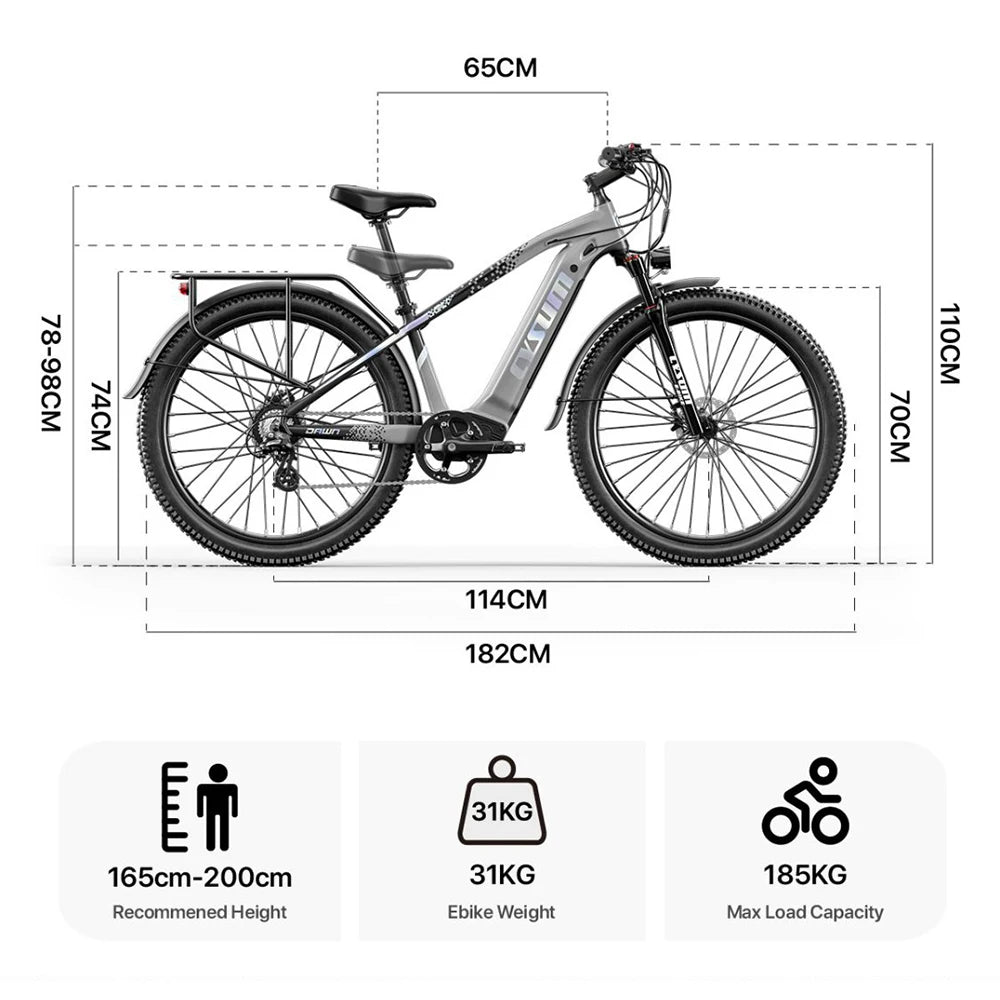 Electric Bicycle 48V 14AH Lithium Battery Electric Mountain Bike 100km Range 27.5" Spoke Wheel 7 Speed Adults Mountain E-bike