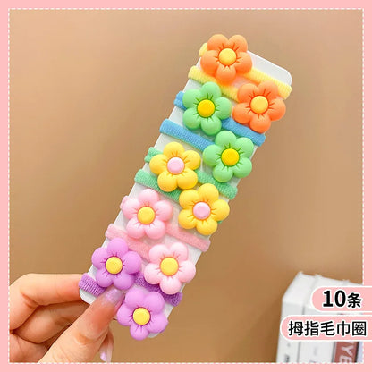 10pcs/Set Rubber Band for Children Cartoon Hair Band New High Elasticity Sweet Cute Baby Hair Rope Girls Hair Accessories