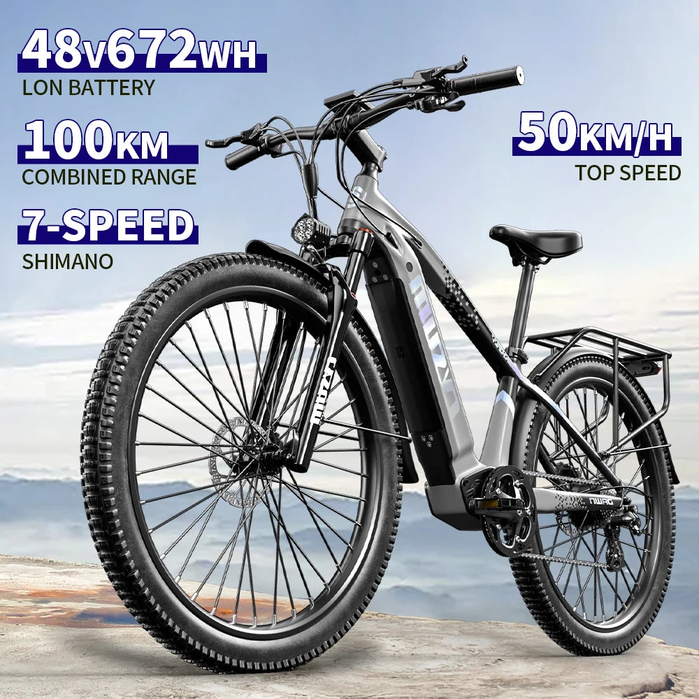 Electric Bicycle 48V 14AH Lithium Battery Electric Mountain Bike 100km Range 27.5" Spoke Wheel 7 Speed Adults Mountain E-bike