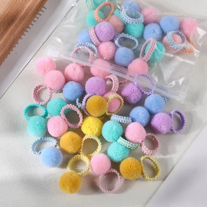 20 pcs colorful fluffy hair elastics  Kids ponytail bands  Hair accessories gift